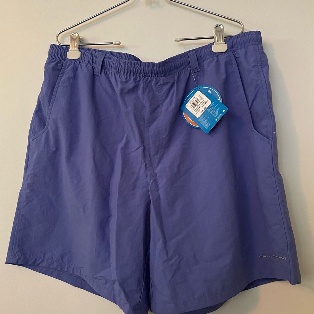 Men’s Columbia PFG Backcast III water shorts in blue. NWT. SZ XL.